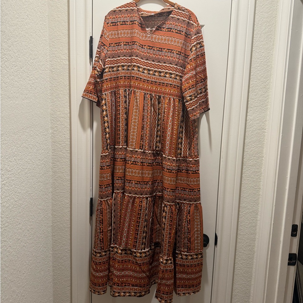 Bohemian Orange Patterned Dress